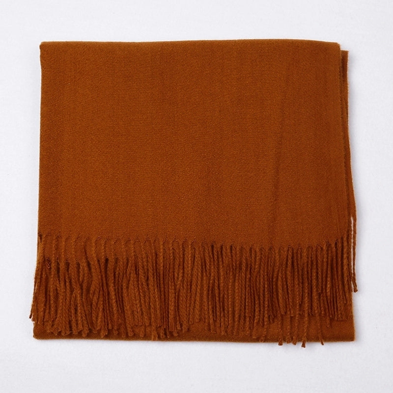 Cashmere Solid Color Scarf Women's Autumn And Winter 220g Explosions Barbed Hair Padded Travel Warm Tassel Shawl