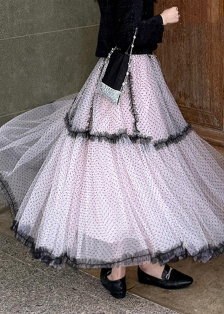 Boutique Blue Dot Patchwork Tulle Maxi Cake Skirt Summer