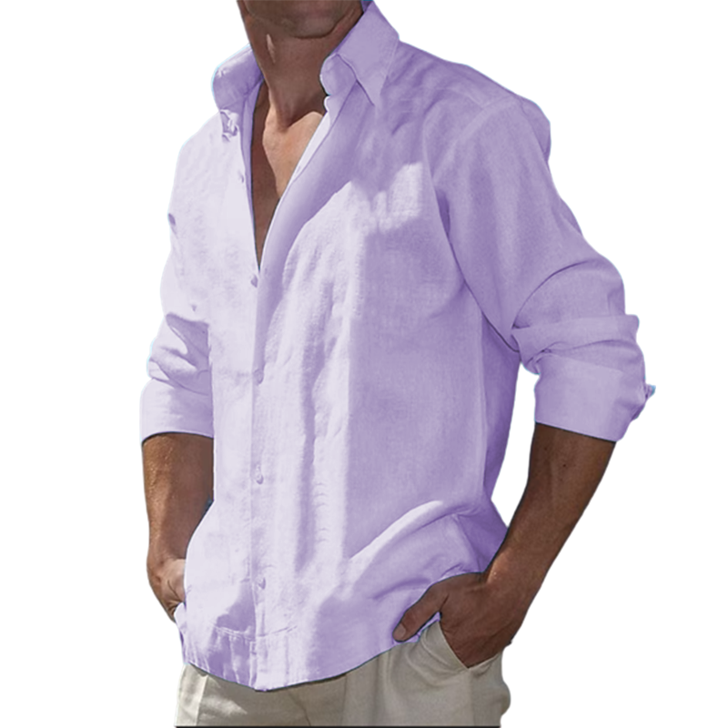 9-Pack  2023 Men's  Cotton Linen Casual Long Sleeve Shirt