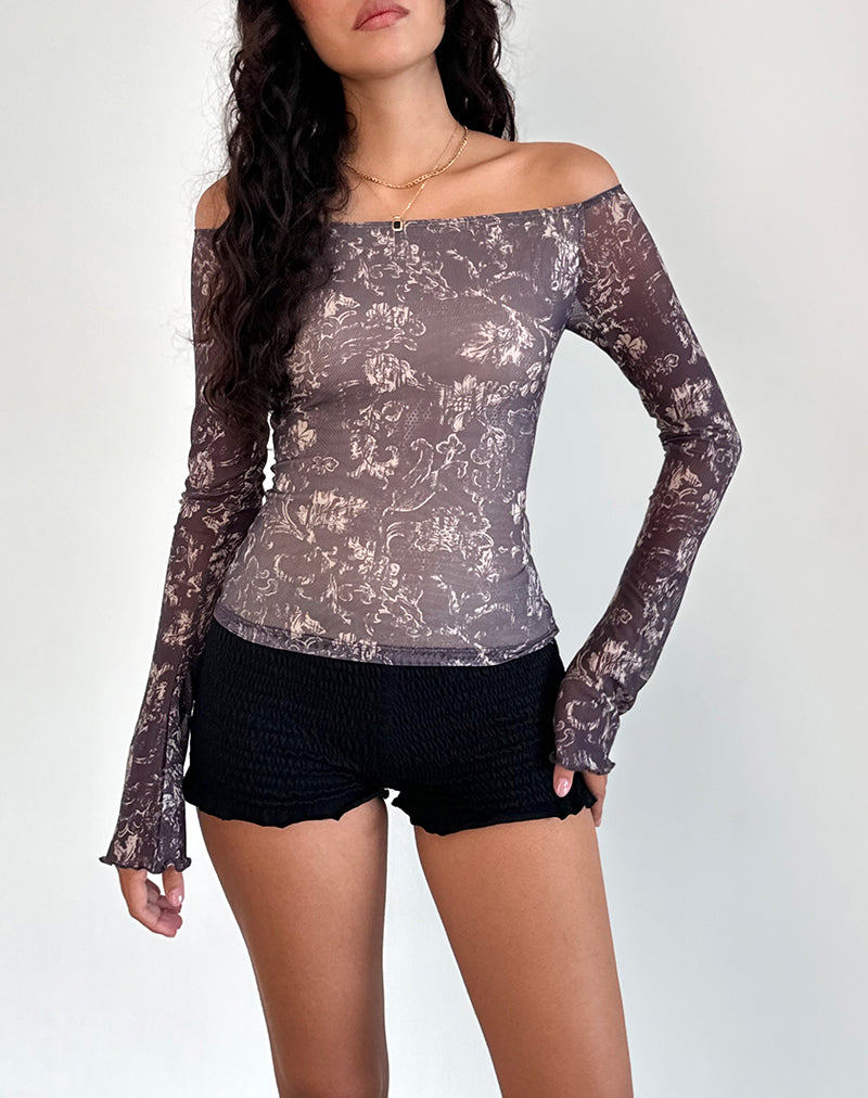 Lutana Top in Batik Botanical Brown