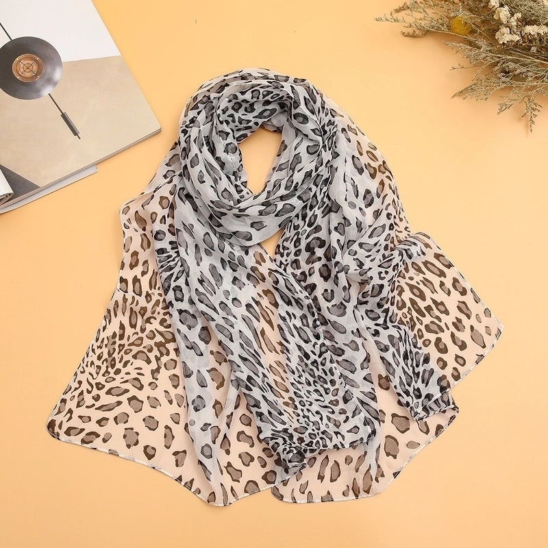 Sand Scarf Summer Small Scarf Dual-use Small Scarf Classic Leopard Chiffon Scarf Women Thin Shawl
