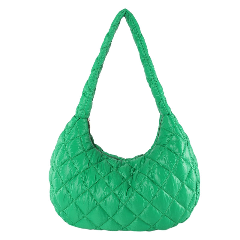 Women's Cotton Solid Color Basic Dumpling Shape Zipper Shoulder Bag Underarm Bag