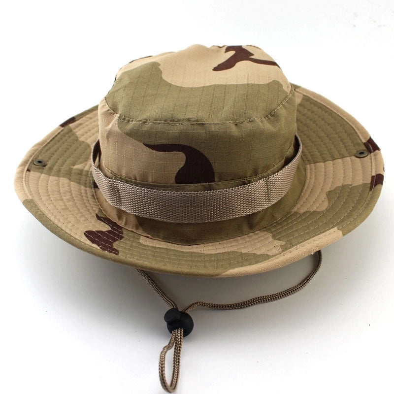 Adults Casual Solid Color Camouflage Flat Eaves Bucket Hat