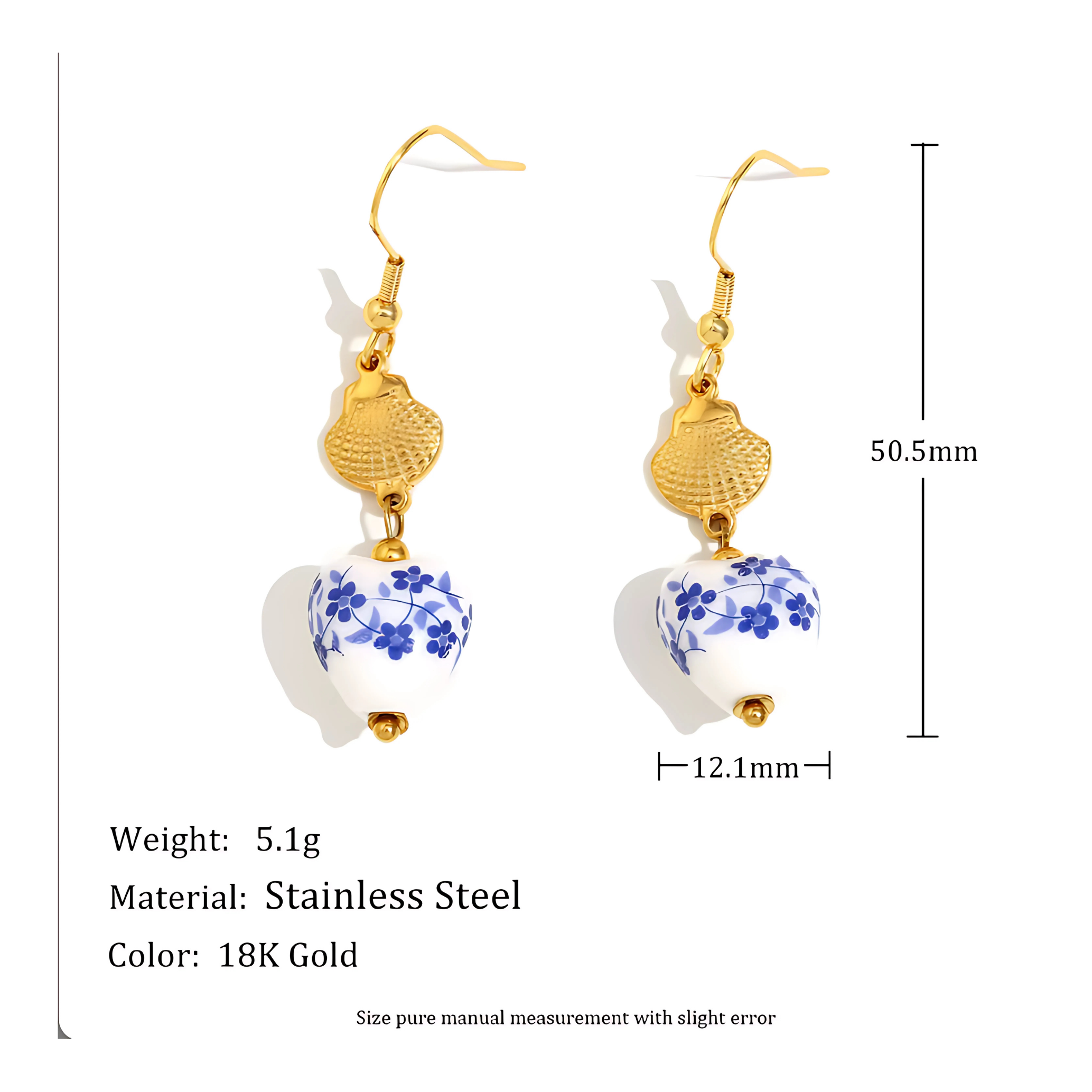 Dangled shell studs - Gold