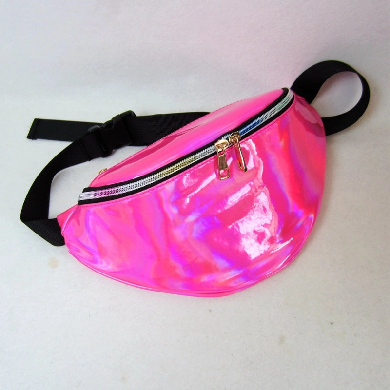 Ladies Waist Bag Running Outdoor Sports PU Colorful Laser New Shoulder Slung Chest Bag Men
