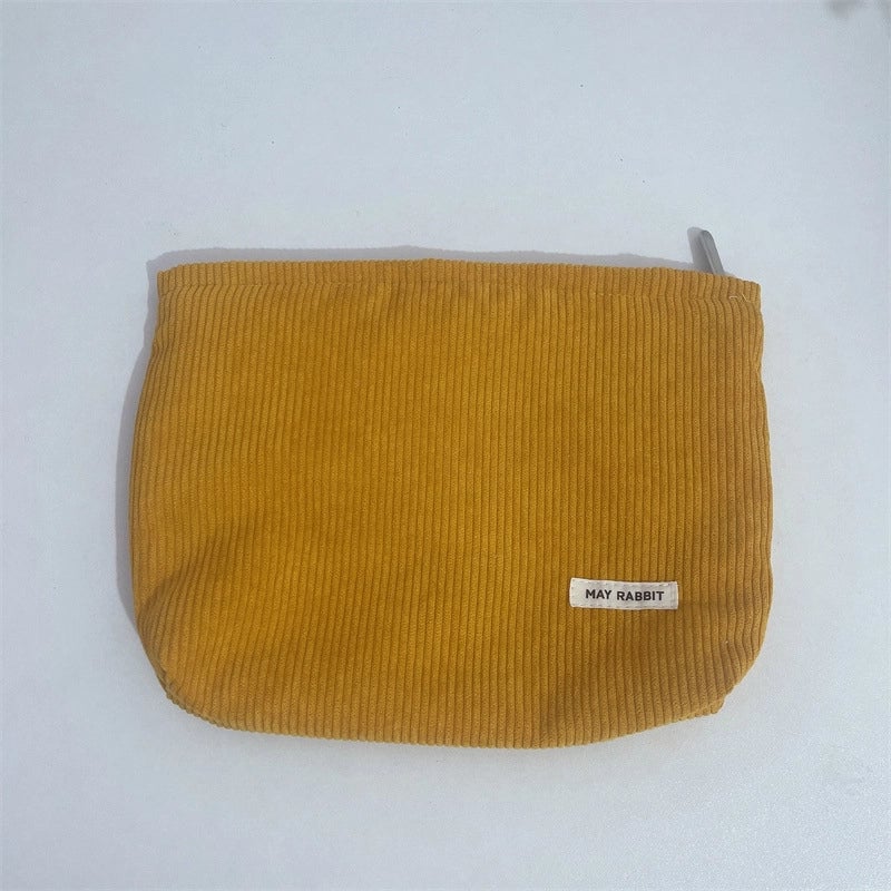 Women's Corduroy Letter Solid Color Basic Square Zipper Cosmetic Bag Clutch Bag