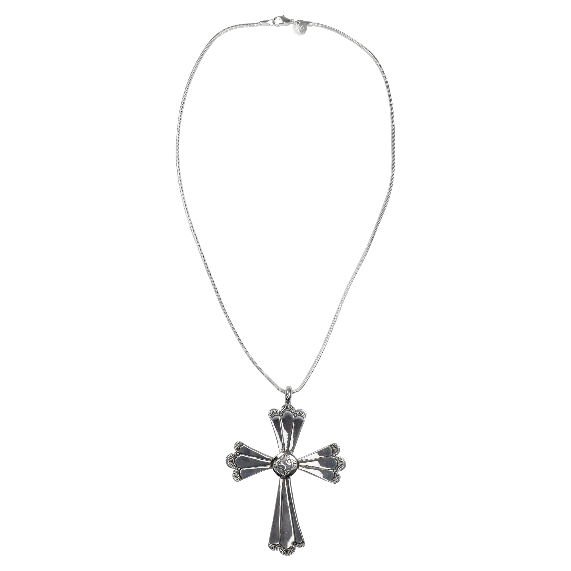 Sterling Silver Budded Cross Pendant with Chain
