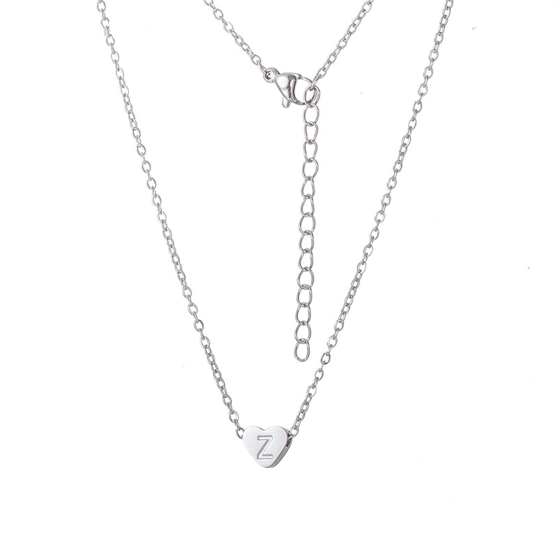 Stainless Steel Titanium Steel 18K Gold Plated Minimalist Letter Heart Shape None Pendant Necklace