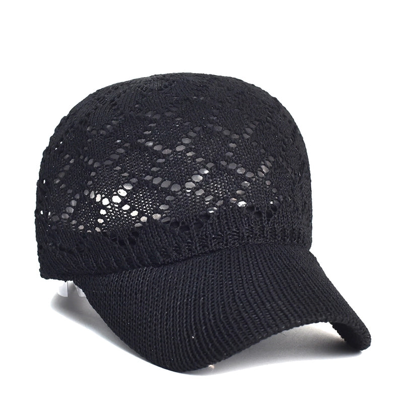 Hat Summer Outdoor Sun Hat Women's Hollow Mesh Breathable Baseball Cap Knitted Cap