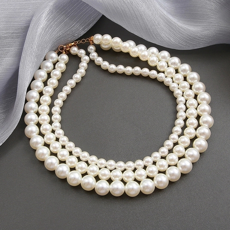 Fashion Round Artificial Pearl Women's Necklace 1 Piece