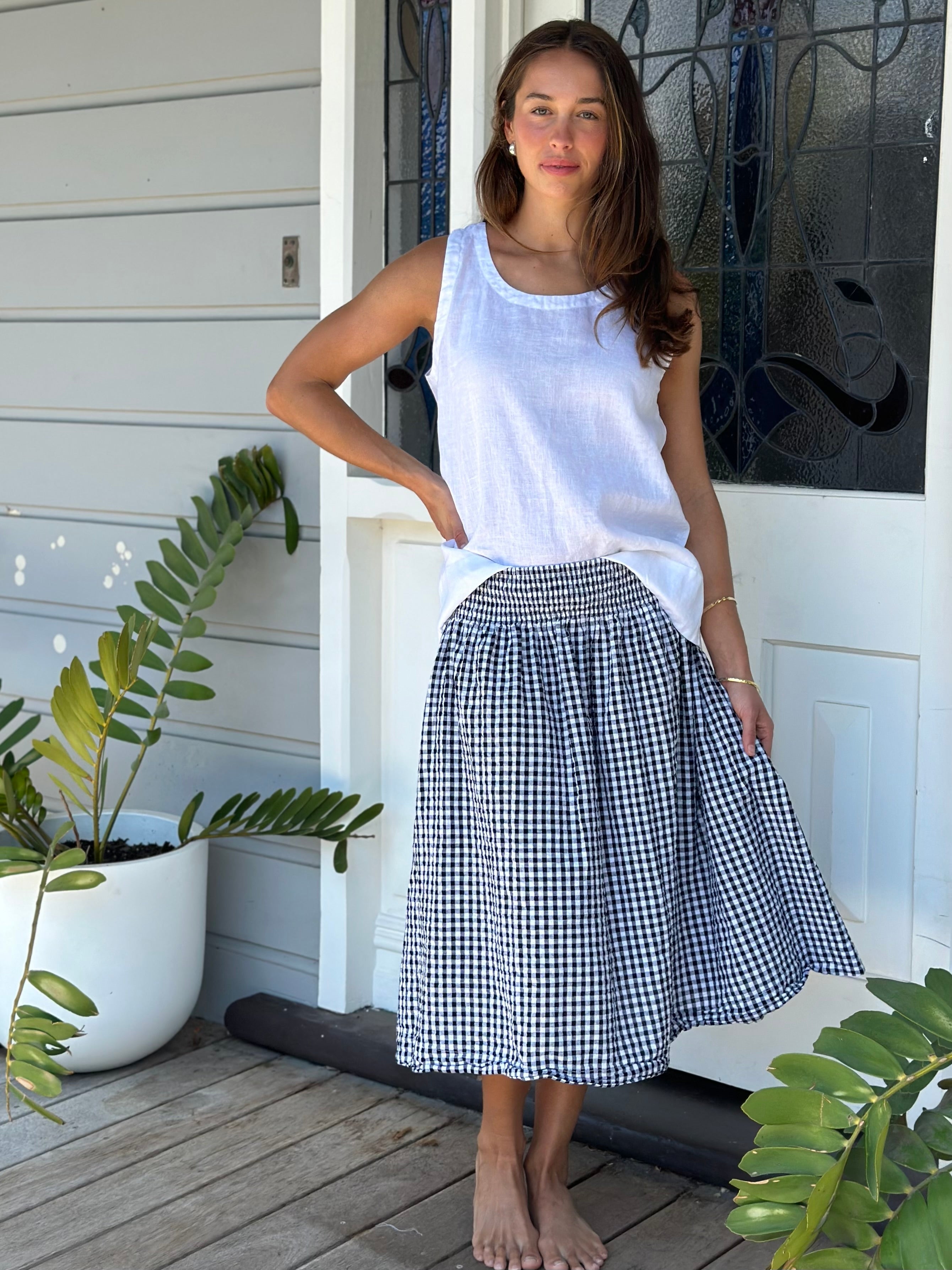 lola skirt -black /white gingham