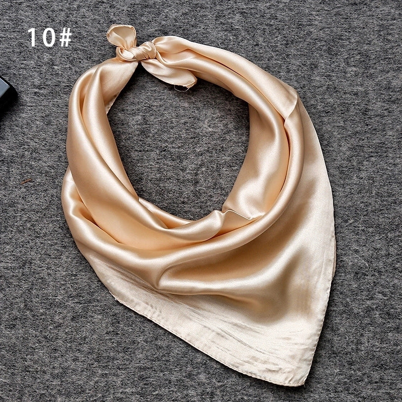 Women's Minimalist Solid Color Satin Printing Silk Scarf