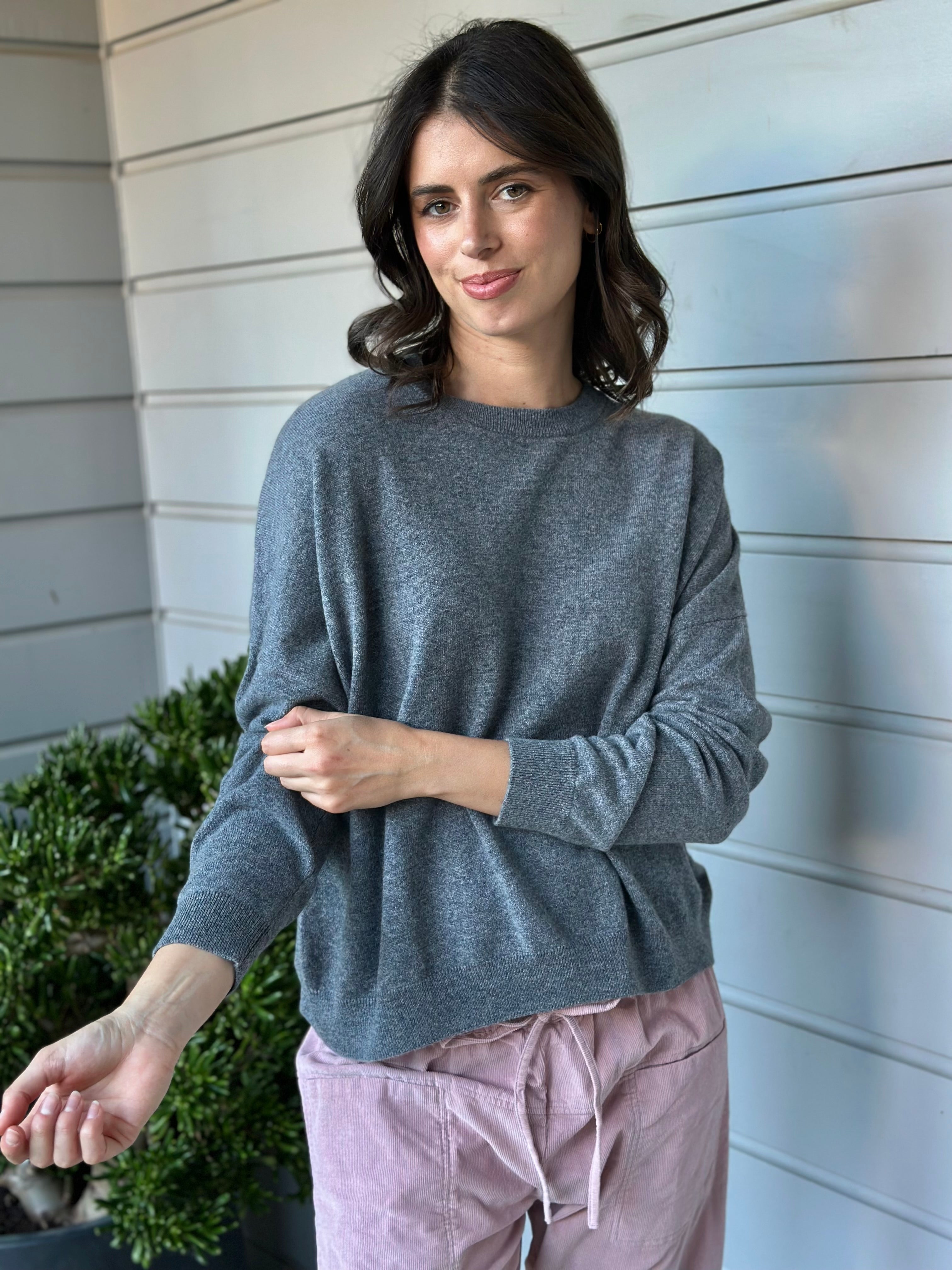 cassie crew neck-slate grey cashmere