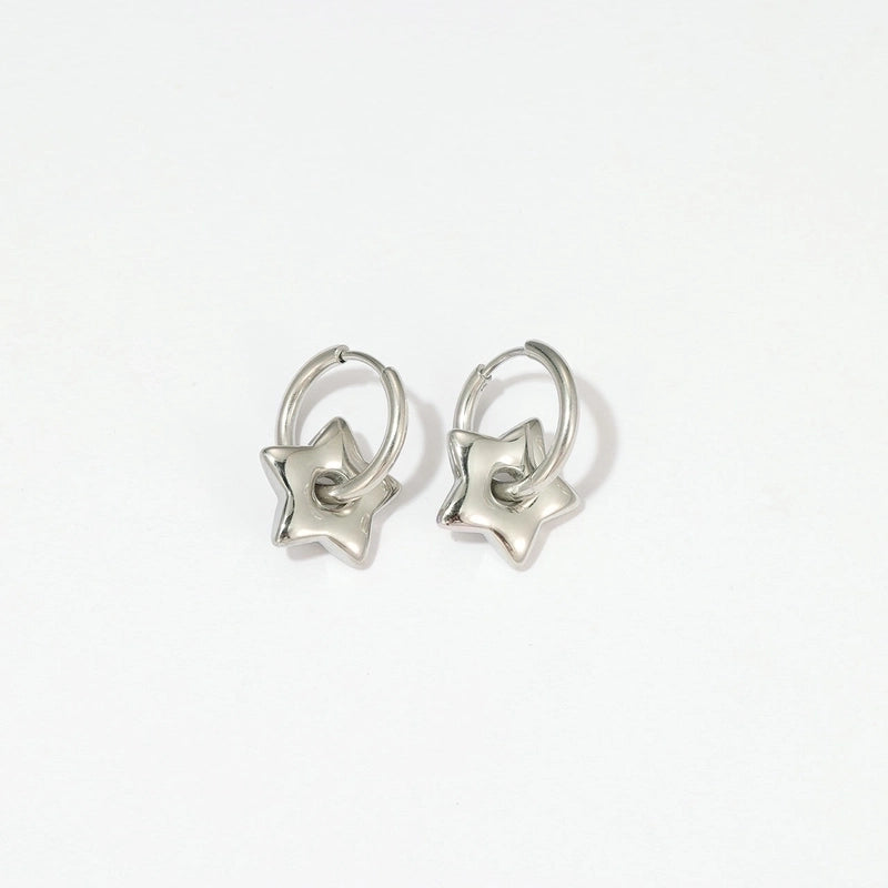 1 Pair Minimalist Star Plating 304 Stainless Steel Drop Earrings