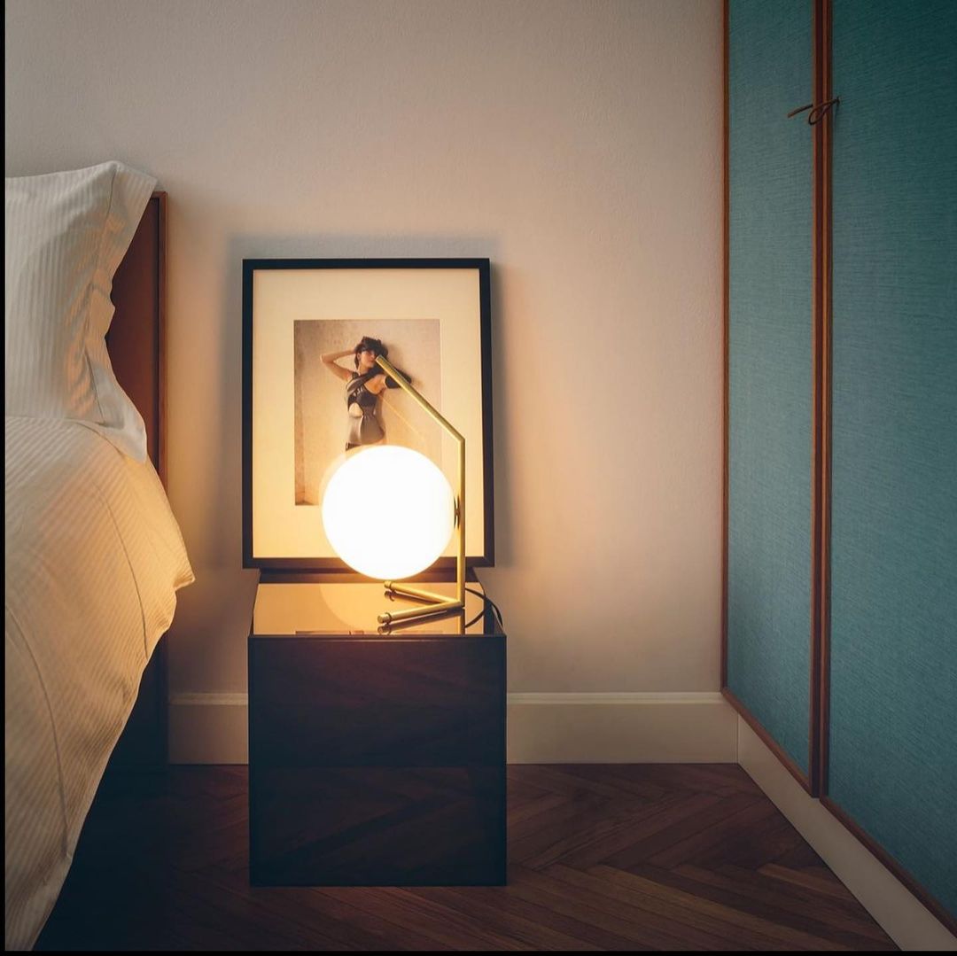 Modern Globe Table Lamp with Brass Stand