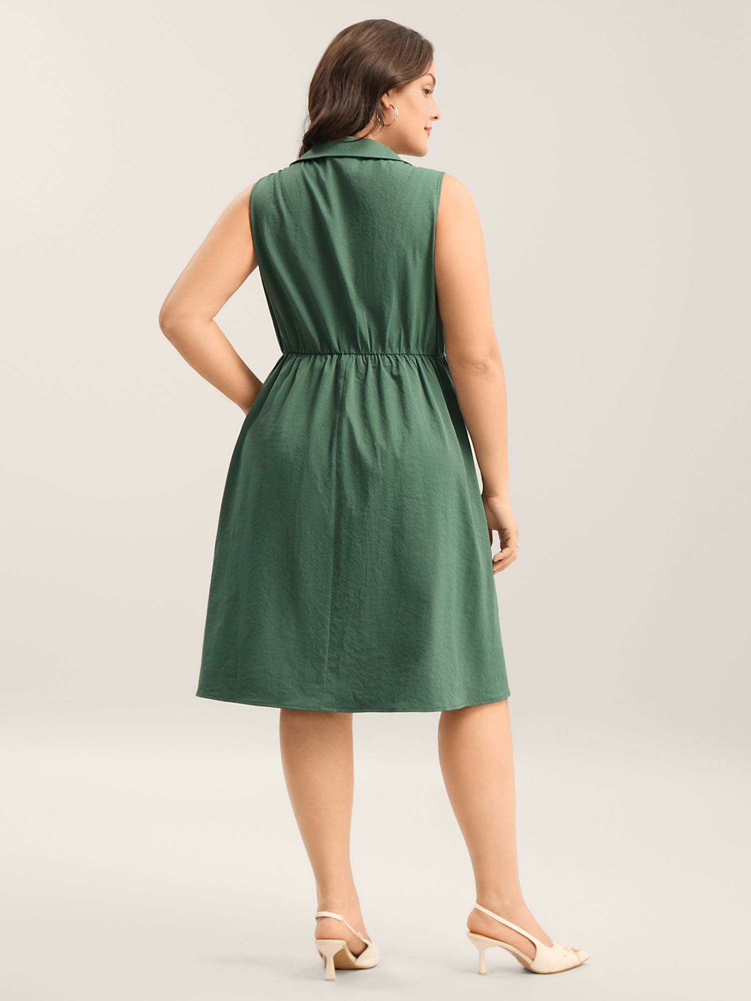 Ruched Cinched-Waist Shirt Dress