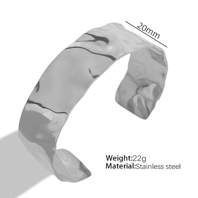 Vintage Style Punk Double Ring Waves Floral Titanium Steel 18K Gold Plated Bangle In Bulk