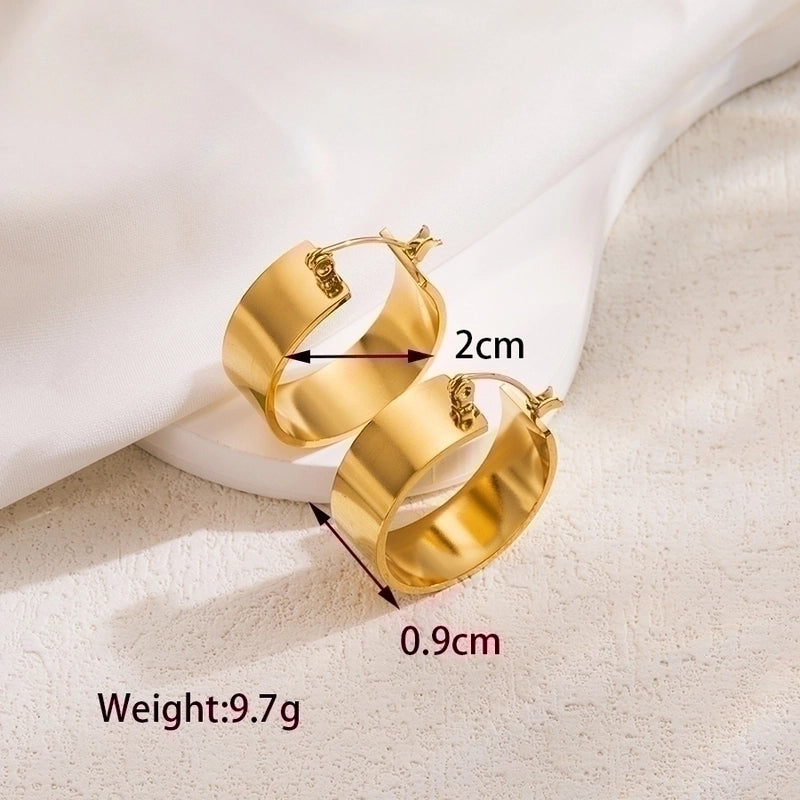 1 Pair Basic Cool Style Solid Color Plating 304 Stainless Steel 18K Gold Plated Stainless Steel Earrings