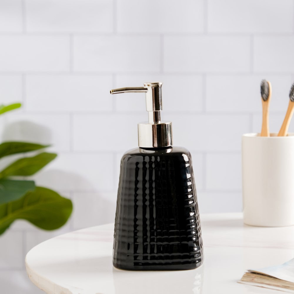 Geometric Ceramic Pump Dispenser Black 7 Inch