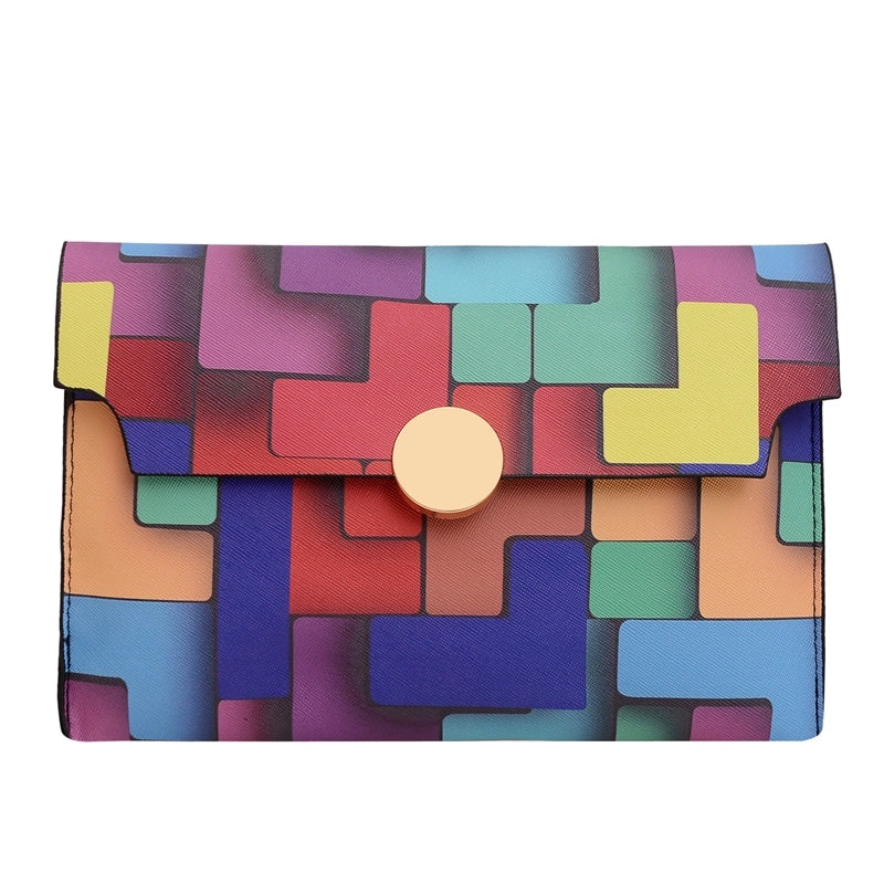 Women's All Seasons Pu Leather Color Block Elegant Basic Classic Style Square Flip Cover Envelope Bag Clutch Bag
