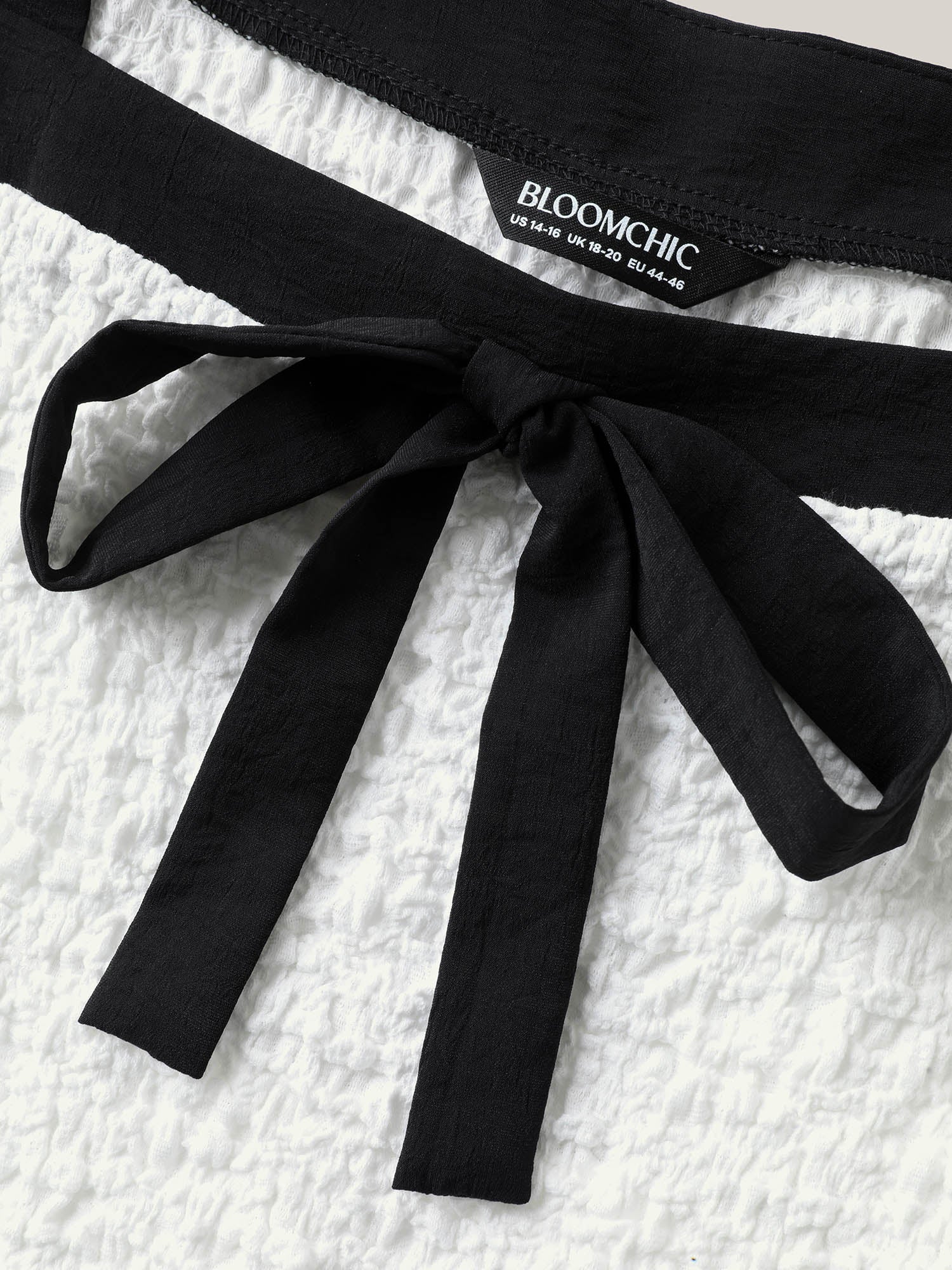 Textured Bow-Tie Color Contrast Top