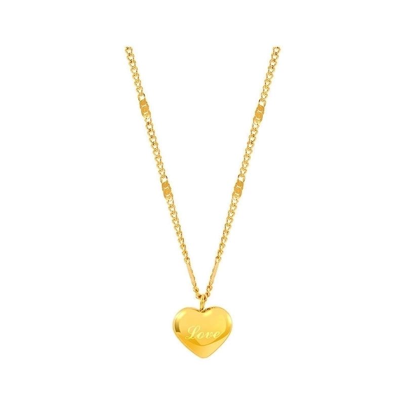 Minimalist Heart Shape Titanium Steel Plating Gold Plated Pendant Necklace