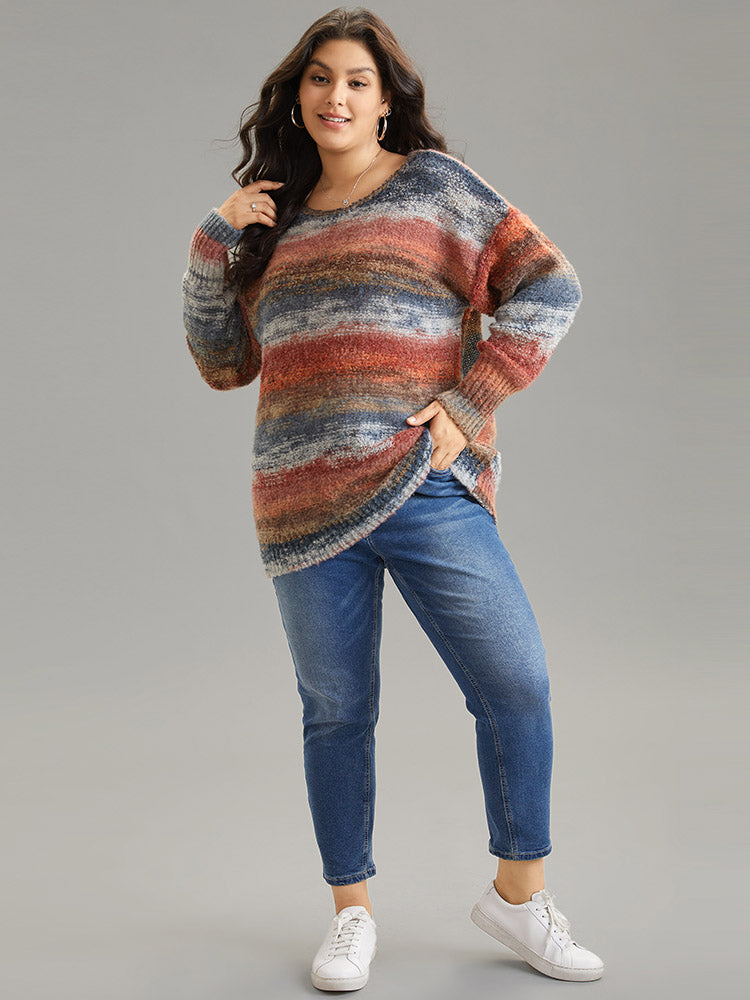 Heather Colorblock Contrast Drop Shoulder Pullover