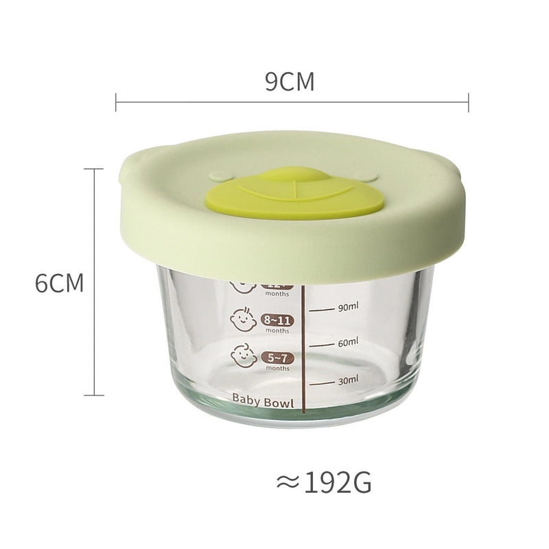 Baby Food Supplement Box Sealed Storage Box Baby Special Glass Food Supplement Bowl Bear Silicone Cover Cooking Crisper