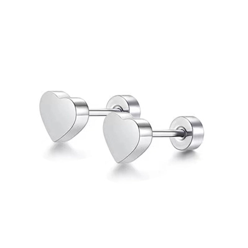 1 Pair Minimalist Moon Heart Shape Plating 304 Stainless Steel 18K Gold Plated Ear Studs