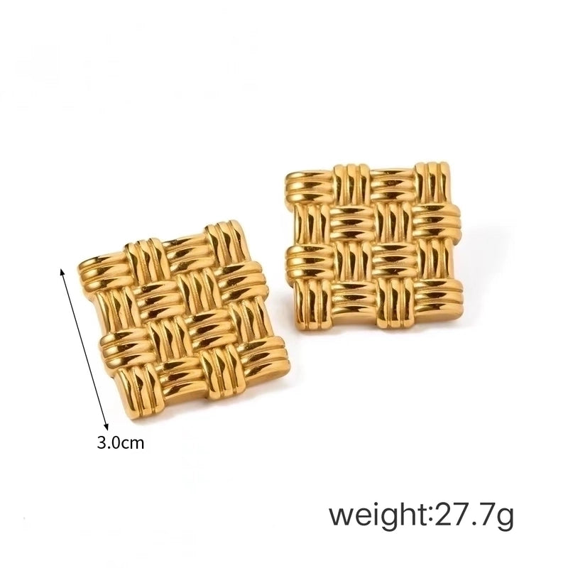 Commute C Shape Plating 304 Stainless Steel 18K Gold Plated Ear Studs