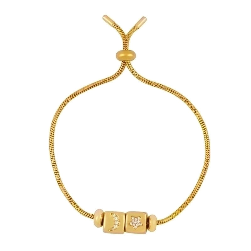 Fashion Letter Copper 18k Gold Plated Artificial Gemstones Bracelets In Bulk