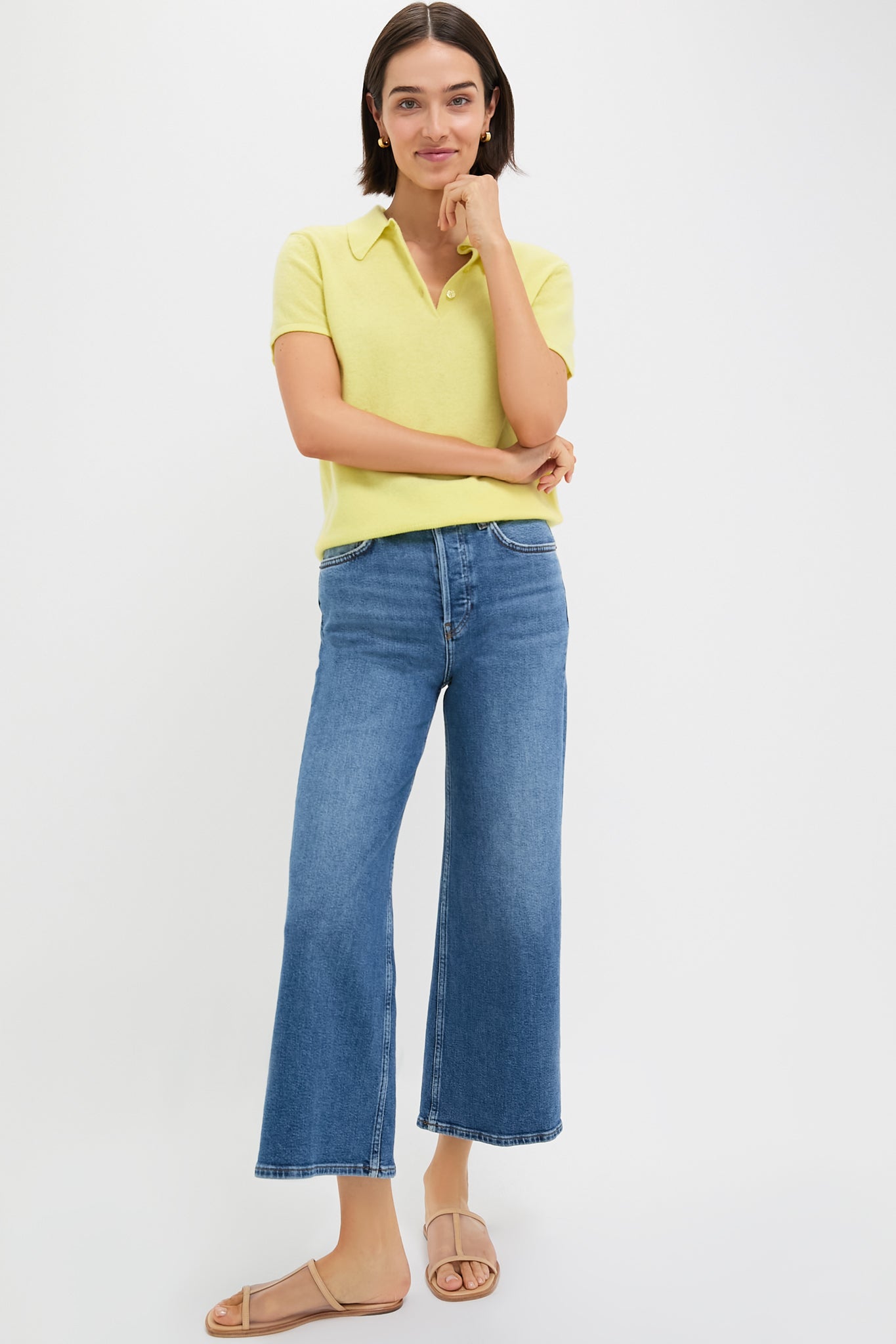 Mid 70s High Rise Wide Leg Crop