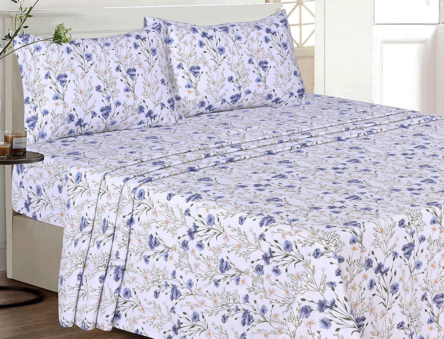 [Sweet Pea]100% Cotton Sheets - Soft & Breathable Sheet Set - 4 Pieces