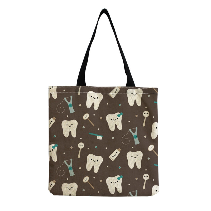 Women's Cotton And Linen Letter Nurse Heart Shape Classic Style Square Open Tote Bag