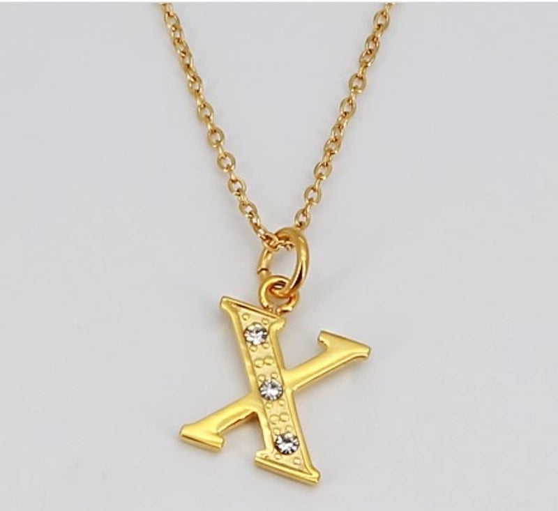 Minimalist Letter 304 Stainless Steel Rhinestones Inlay Stainless Steel Necklaces