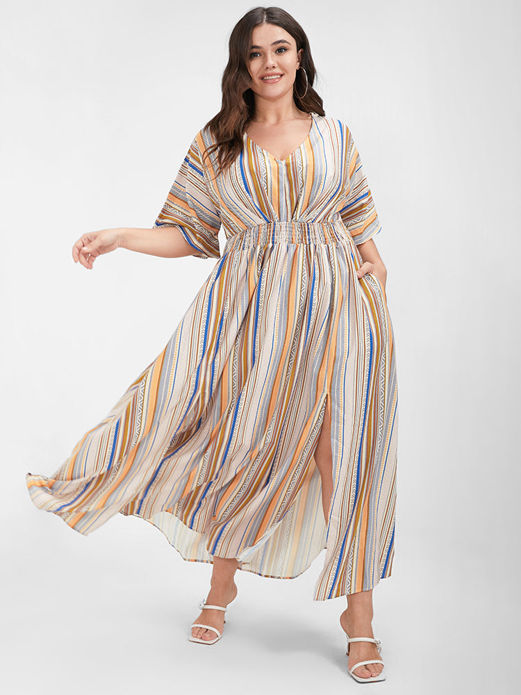 Bandana Split Dolman Sleeve Pocket Maxi Dress