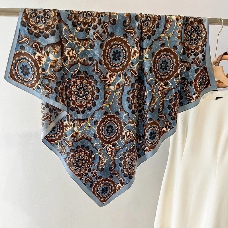 Women's Sweet Minimalist Flower Polyester Silk Scarf