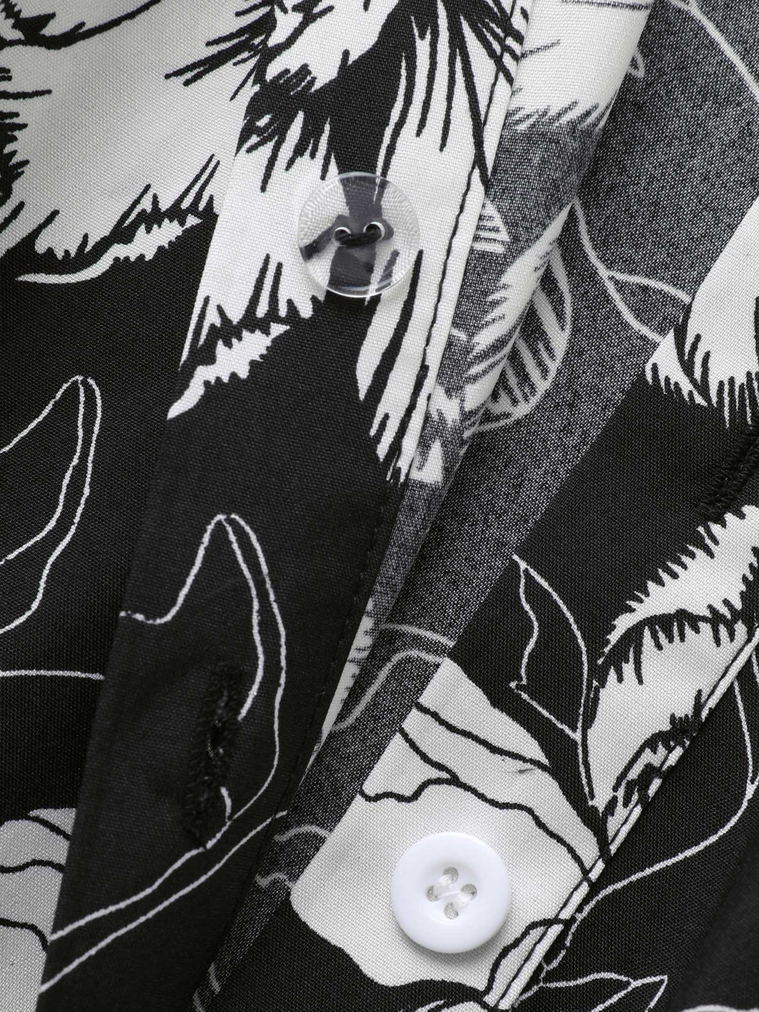 Floral Shirt Collar Belted Midi Dress