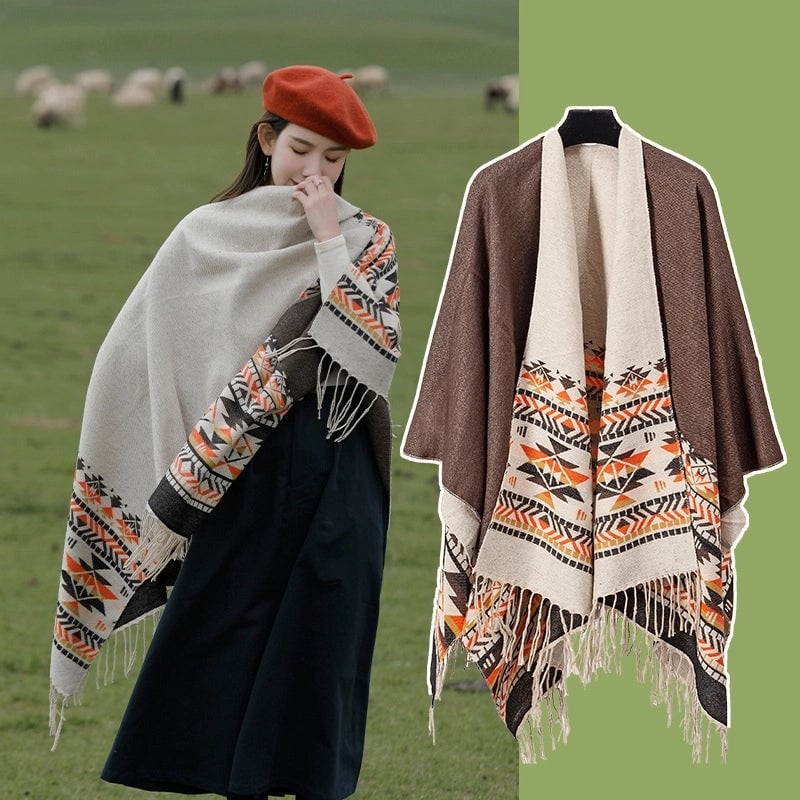 Unisex Ethnic Style Geometric Imitation Cashmere Shawl