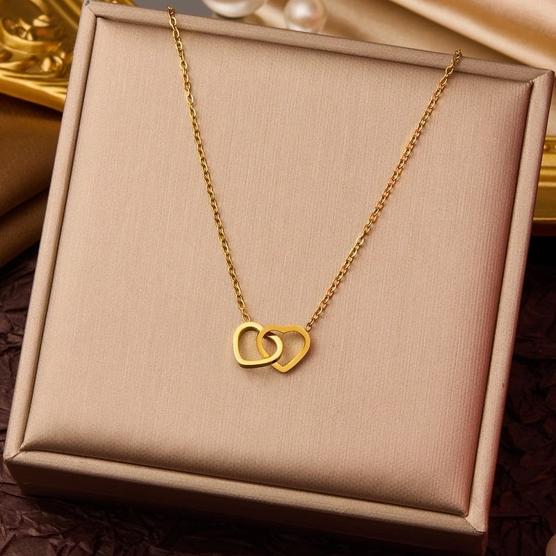 Elegant Minimalist Geometric Flower Bow Knot Titanium Steel Plating Pendant Necklace