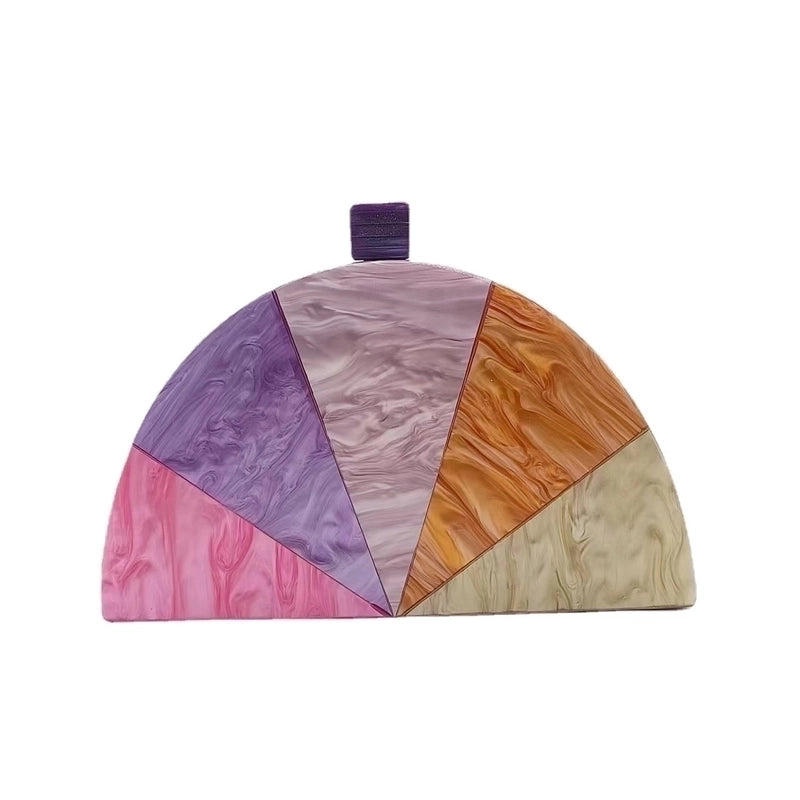 Arylic Color Block Semicircle Evening Bags