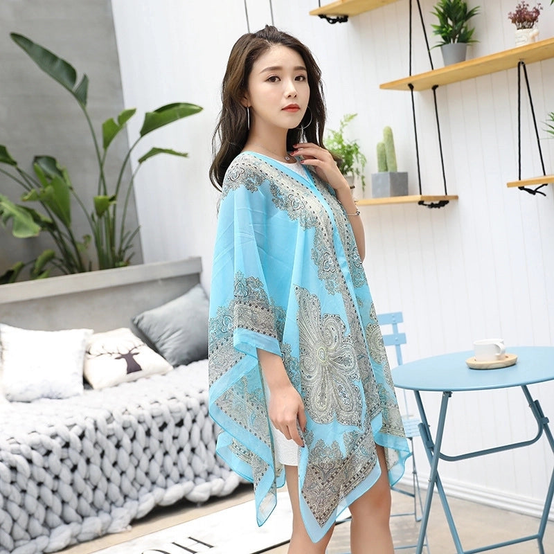 Women's Minimalist Printing Satin Silk Scarf