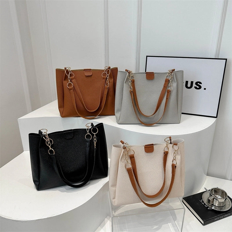 Women's Two-Piece Simple Fashionable Summer New Fashionable Commuter Large Capacity Casual Shoulder Tote Bag