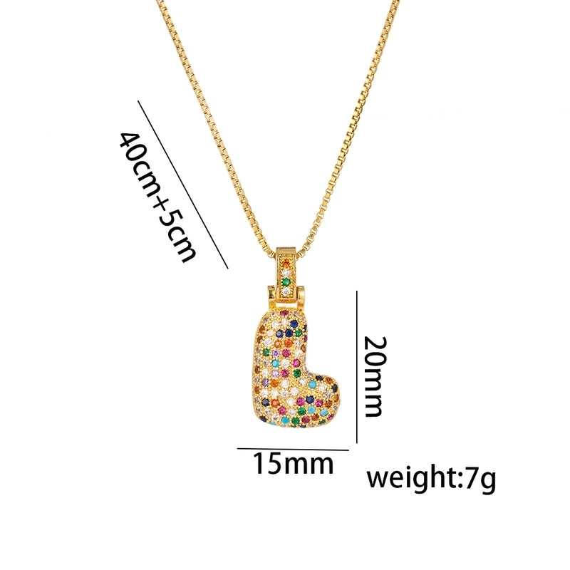 Titanium Steel 18K Gold Plated Minimalist Inlay Letter Zircon Pendant Necklace