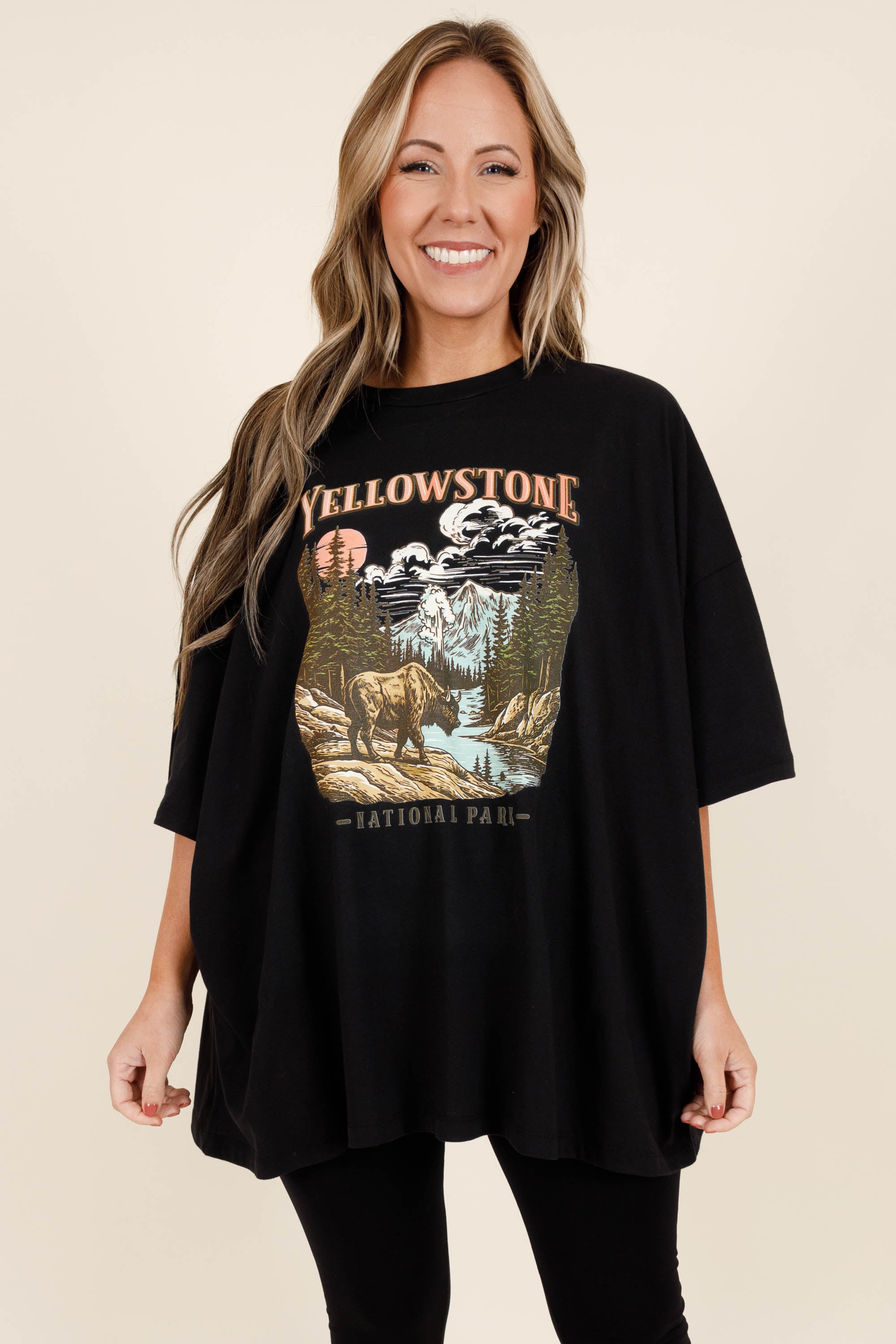 In The Mountains Boyfriend Tee. Black