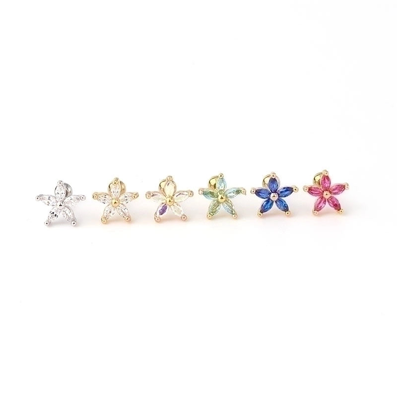 Ear Cartilage Rings & Studs Minimalist Flower Copper Plating Artificial Gemstones