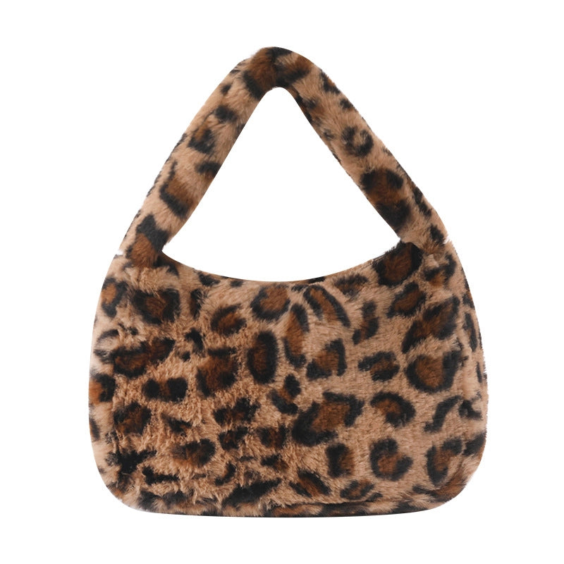 Women's Small Plush Leopard Vintage Style Classic Style Dumpling Shape Zipper Handbag