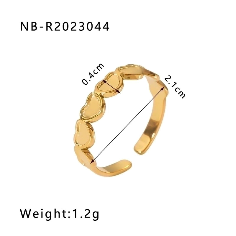 Stainless Steel 18K Gold Plated IG Style Basic Minimalist Plating Four Leaf Clover Heart Shape Flower Open Rings