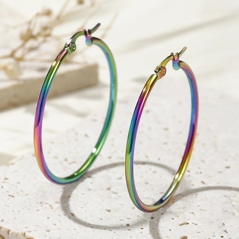 1 Pair Minimalist Artistic Round Plating 304 Stainless Steel Earrings
