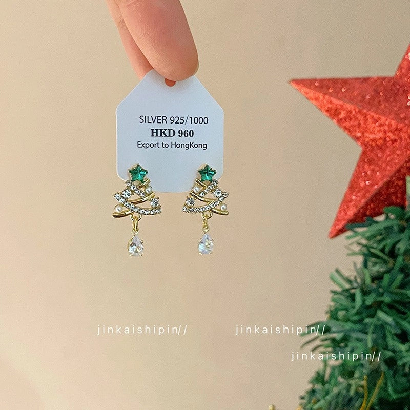 1 Pair Christmas Cute Christmas Tree Santa Claus Snowflake Copper Drop Earrings